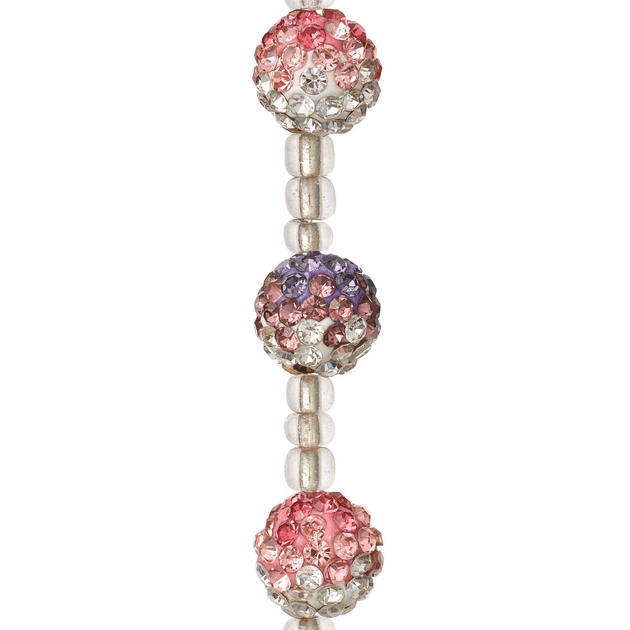 12 Pack: Lavender & Pink Rhinestone Round Ball Beads, 10mm by Bead Landing™